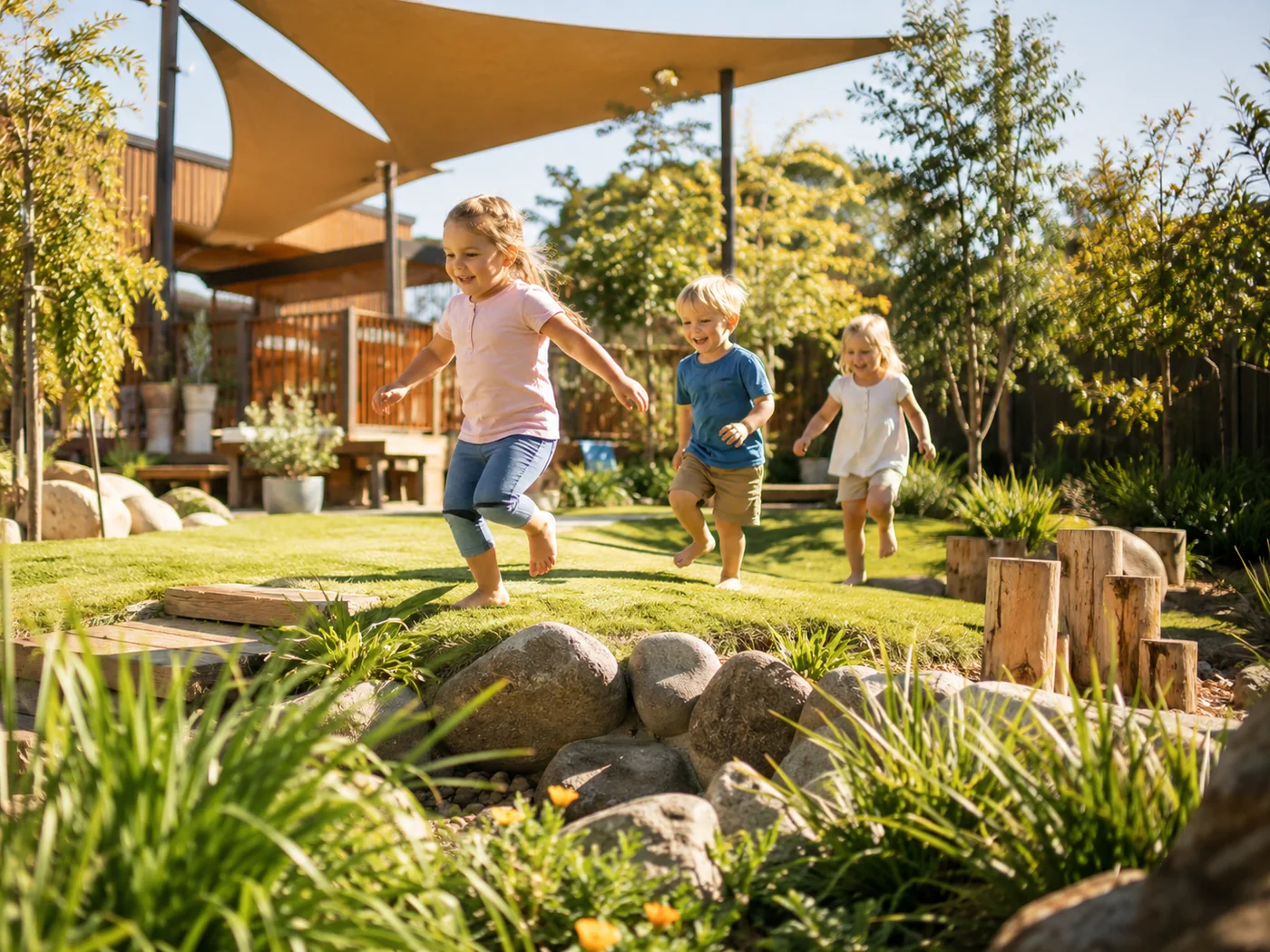 Children enjoying active outdoor play