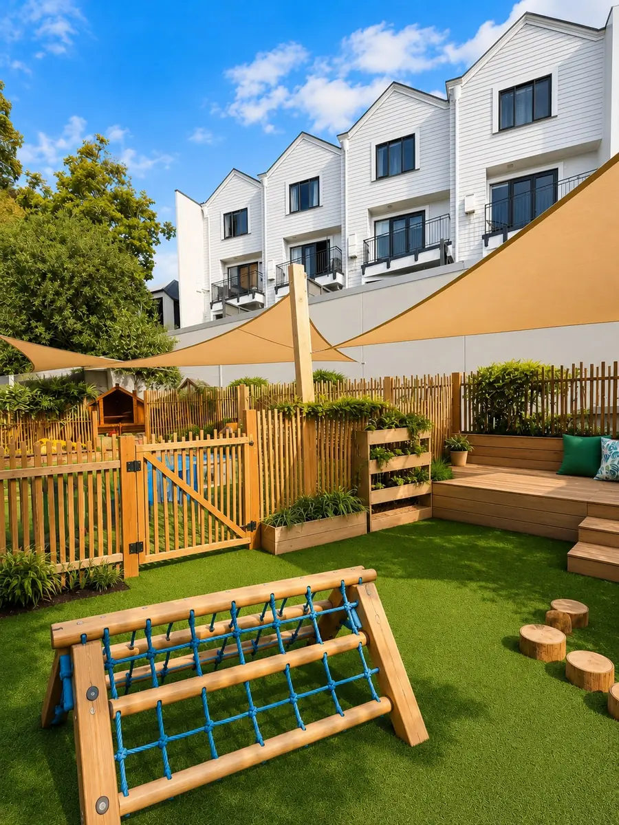 Outdoor childcare play space in Eden Terrace